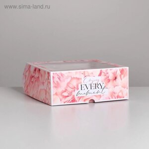 Коробка на 9 капкейков, кондитерская упаковка «Enjoy every moment», 25 х 25 х 10 см
