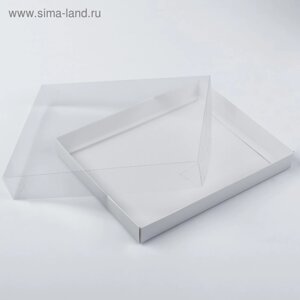 Коробка с прозрачной крышкой белая, 26 х 21х 4 см
