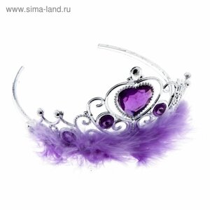 Корона «Леди», с мехом и стразами, фиолетовая