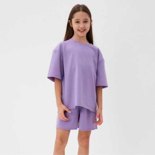 Костюм детский (футболка, шорты) MINAKU: Casual Collection цвет лиловый, рост 134 см