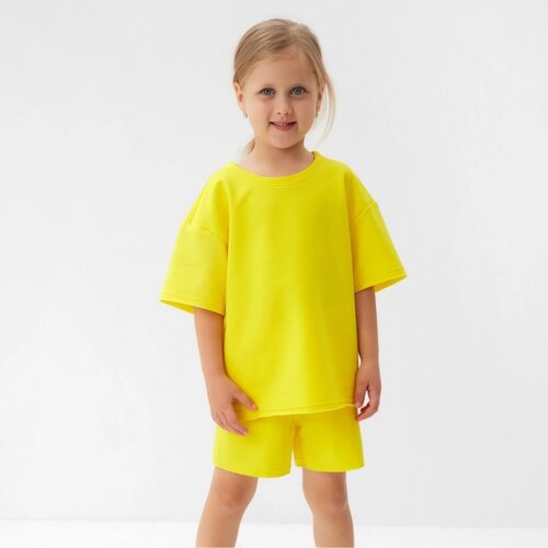 Костюм детский (футболка, шорты) MINAKU: Casual Collection цвет жёлтый, рост 146 см