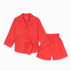 Костюм для девочки (Рубашка и шорты) MINAKU, цвет красный, рост 104 см