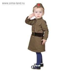 Костюм военного для девочки: платье, пилотка, трикотаж, хлопок 100%рост 98 см, 1,5-3 года, цвета МИКС