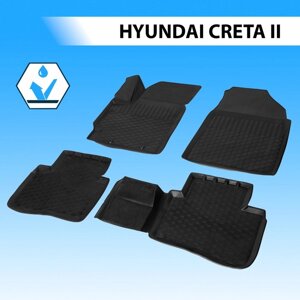 Коврики в салон автомобиля Rival, Hyundai Creta II 2021-н. в., полиуретан, без крепежа, 4 шт., 12310003