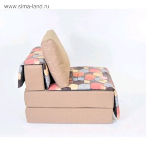 Кресло - кровать «Харви» с накидкой - матрасиком, размер 75 х 100 см, цвет песочный, принт геометрия, рогожка