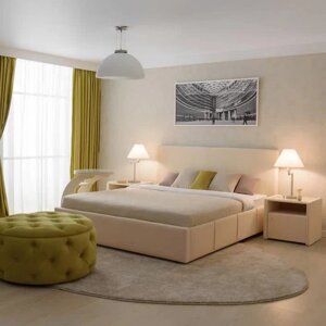Кровать «Атриум» с ПМ, 140200 см, премиум велюр, цвет пески касабланки