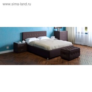 Кровать «Космопорт» без ПМ, 160200 см, экокожа, цвет горький шоколад