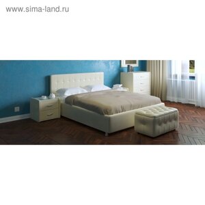 Кровать «Космопорт» без ПМ, 160200 см, экокожа, цвет ванильное суфле