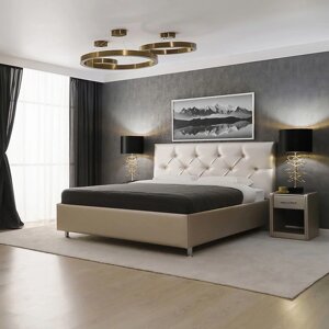 Кровать «Монблан» без ПМ, 180200 см, экокожа, цвет ванильное суфле