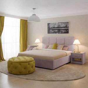 Кровать «Пантеон» без ПМ, 140200 см, премиум велюр, цвет пыльная сирень