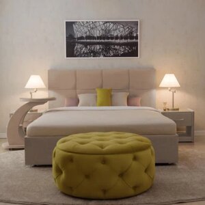 Кровать «Пантеон» без ПМ, 180200 см, премиум велюр, цвет песчаный бриз