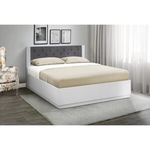 Кровать «Венеция 12.2», 16002000 мм, МДФ белый матовый, ткань велюр 032, ЛДСП белый