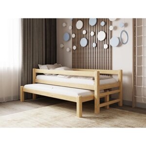 Кровать «Виго» с выдвижным спальным местом 2 в 1, 70 190 см, массив сосны, без покрытия