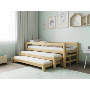 Кровать «Виго» с выдвижным спальным местом 3 в 1, 70 190 см, массив сосны, без покрытия