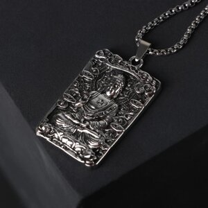 Кулон-амулет «Помпеи» Будда, цвет чернёное серебро, 70 см