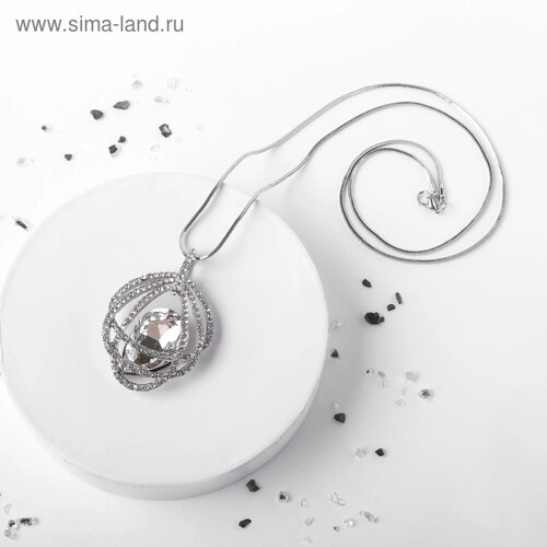 Кулон «Свидание» овал, цвет белый в серебре, L=70 см