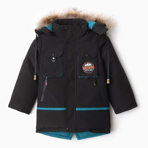 Куртка зимняя для мальчиков, цвет чёрный, рост 116 см