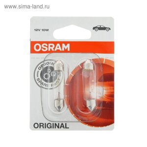 Лампа автомобильная Osram, T10.5, 12 В, 10 Вт, SV8,5-41/11), набор 2 шт, 6411-02B