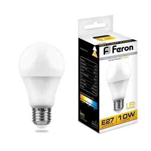 Лампа светодиодная FERON, "Шар", Е27, 10 Вт, 230 В, 2700 К