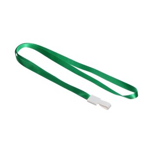 Лента для бейджа, ширина-10 мм, длина-80 см, с пластиковым держателем, зеленая