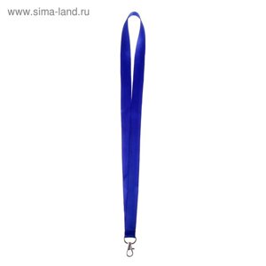 Лента для бейджа ширина-20 мм, длина-90 см с металлическим карабином, синяя