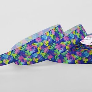 Лента репсовая «Неоновые тропики», 15 мм, 18 1 м, разноцветная