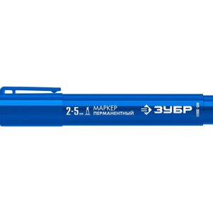 Маркер строительный ЗУБР МП-300К 06323-7, перманентный, клиновидный, 2-5 мм, синий