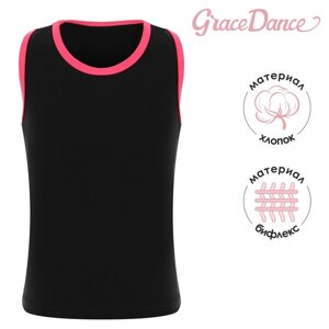 Майка-борцовка для гимнастики и танцев Grace Dance, р. 44, цвет чёрный/коралл