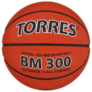 Мяч баскетбольный TORRES BM300, B00015, резина, клееный, 8 панелей, р. 5