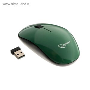 Мышь Gembird MUSW-111-GRN, беспроводная, оптическая, 1200 dpi, 2.4 ГГц, 1xAA, USB, зелёная