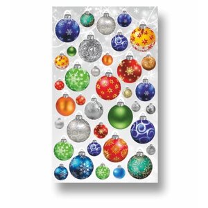 Набор автомобильных наклеек "Елочные шары", цветные, лист, 22 х 38 см