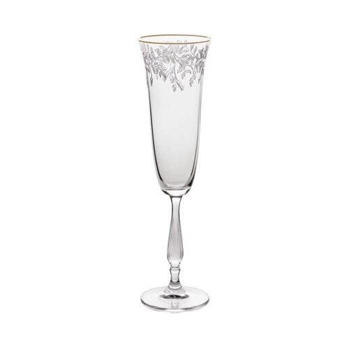 Набор бокалов для шампанского Fregata, декор «Панто, затирка золото, отводка золото», 190 мл x 6 шт.