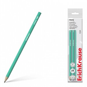 Набор чернографитных карандашей 4 штуки HB ErichKrause "Prime" пластик, шестигранных