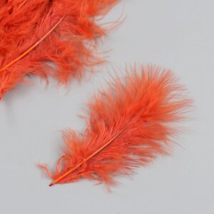 Набор декоративных перьев "Рукоделие", 20 шт (темно-оранжевый цвет), длина пера 13-16 см