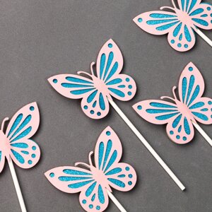 Набор для украшения «Бабочки», набор 5 шт., цвет розовый