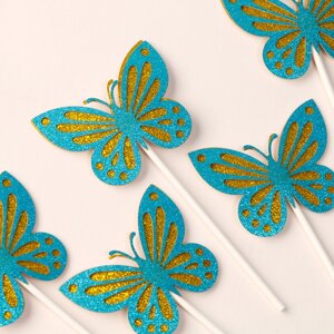 Набор для украшения «Бабочки», набор 5 шт., цвет синий