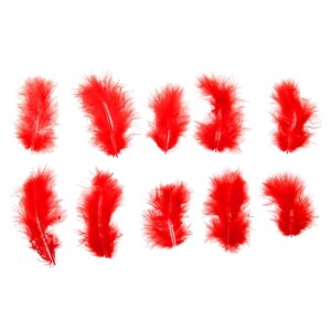 Набор перьев для декора 10 шт., размер 1 шт: 10 2 см, цвет красный