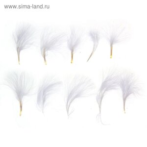 Набор перьев для декора 10 шт., размер 1 шт: 7 7 см, цвет белый