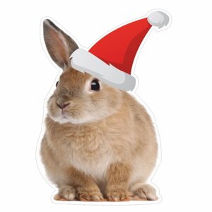 Наклейка автомобильная "Кролик в новогодней шапке", 100 х 100 мм, вид 2