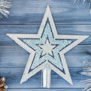 Наконечник "Звезда" снегопад, 15х14,5 см, серебро