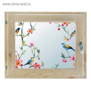 Окно 40х60 см, "Пташки", однокамерный стеклопакет, уплотнитель, хвоя