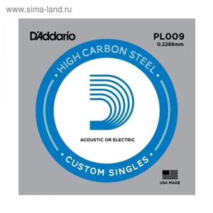 Отдельная стальная струна D`Addario PL009 PLAIN STEEL без обмотки 0.009"