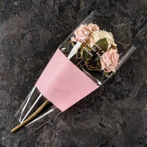 Пакет конус для цветов, с нетканым материалом, 26+7х37 см, розовый