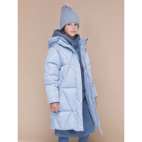 Пальто для девочек, рост 134 см, цвет серый