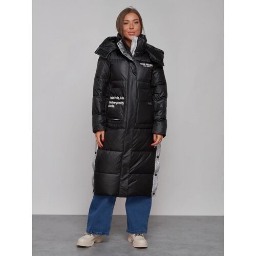 Пальто утепленное зимнее женское, размер 42, цвет чёрный