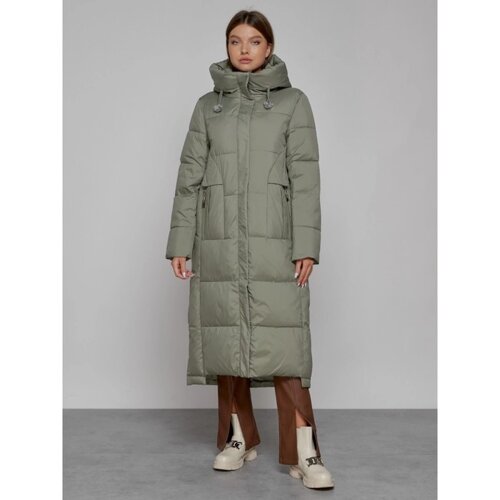 Пальто утепленное зимнее женское, размер 42, цвет зелёный