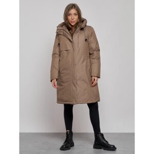 Пальто утепленное зимнее женское, размер 44, цвет коричневый