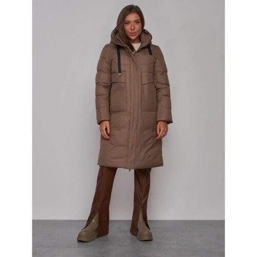 Пальто утепленное зимнее женское, размер 44, цвет коричневый