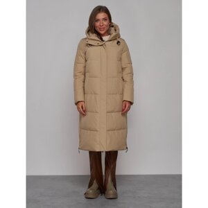 Пальто утепленное зимнее женское, размер 44, цвет светло-коричневый
