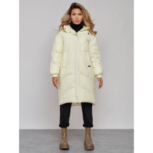 Пальто утепленное зимнее женское, размер 44, цвет светло-жёлтый